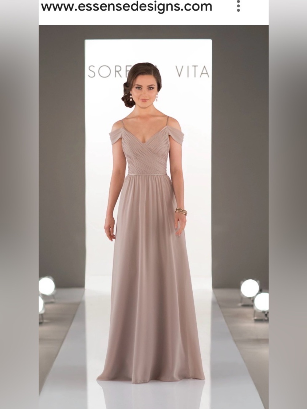 NWT Sorella Vita, sz 14, Off-Shoulder Pleated Chiffon Dress in Vintage Rose